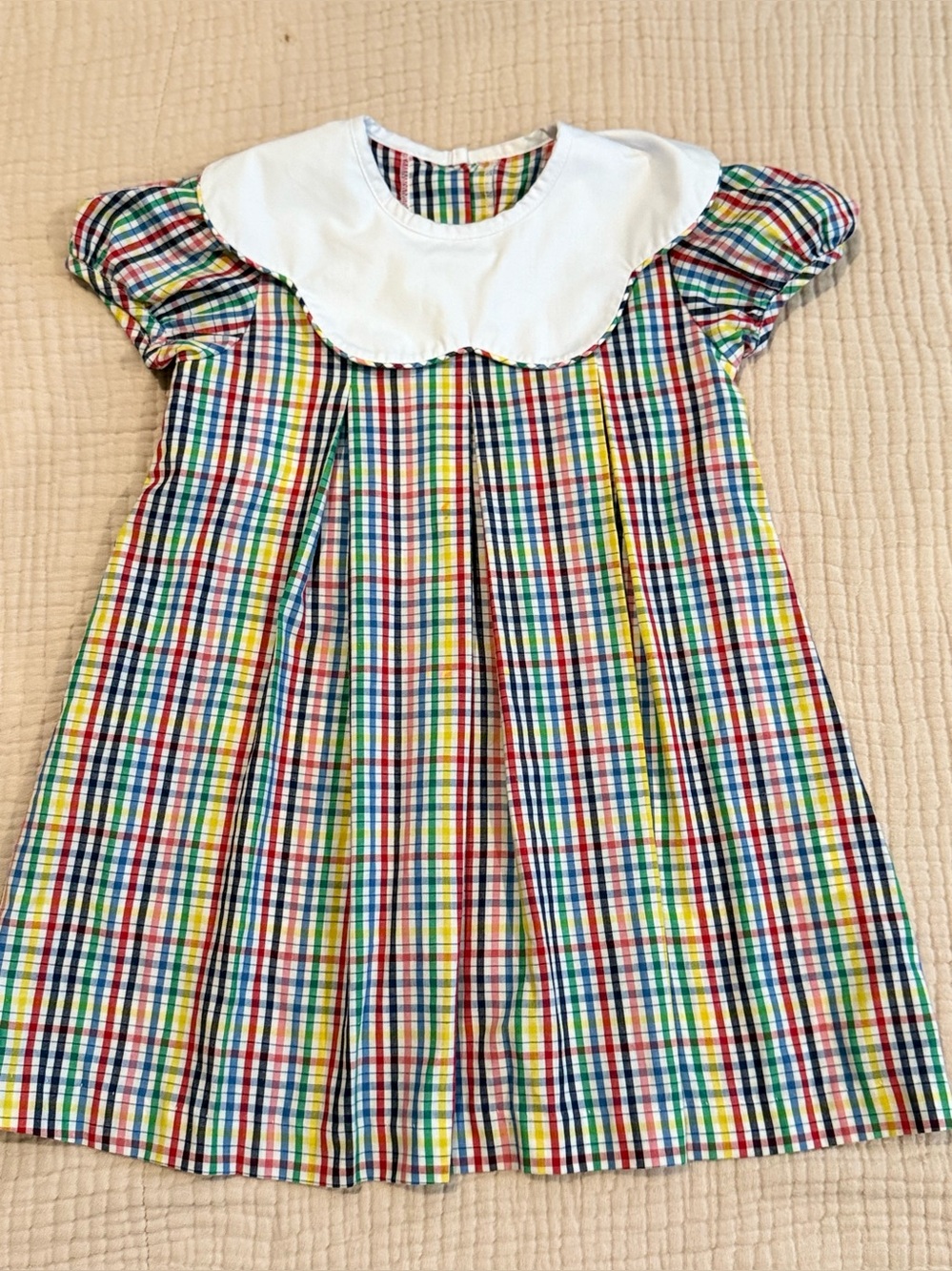 Beaufort Bonnet White-Collar Rainbow Plaid Kids Dress